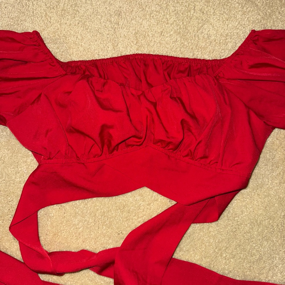 Elegant Red Crop Top - Picture 2 of 5